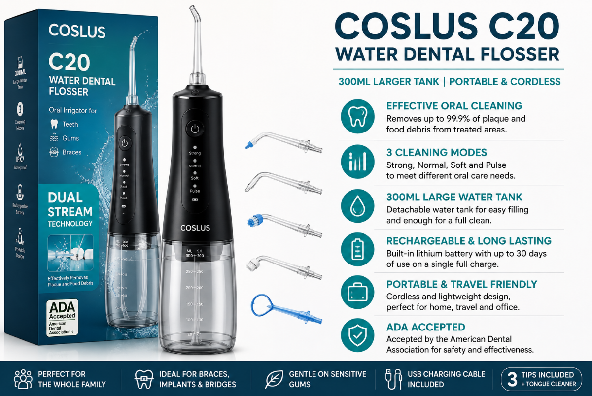 COSLUS C20 Water Dental Flosser Review: Is This Cordless Water Flosser Worth It?